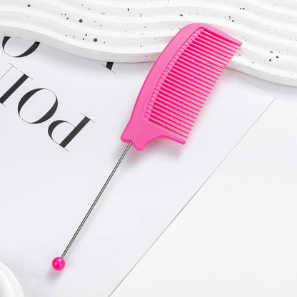 DIY Beaded Comb Hair Highlights Comb Beauty Styling Comb Steel Needle Comb Plastic Tip Tail Comb Hair Salon Hair Tool