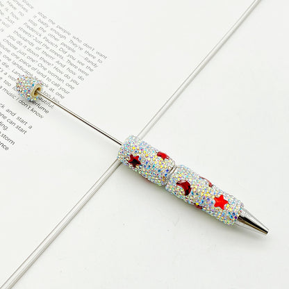 DIY cute star moon bead pen, colorful full diamond wear beads ballpoint pen cross-border explosion cute pen wholesale