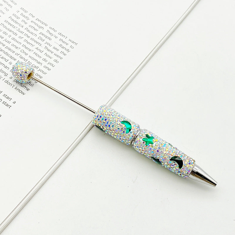 DIY cute star moon bead pen, colorful full diamond wear beads ballpoint pen cross-border explosion cute pen wholesale