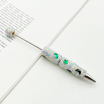 DIY cute star moon bead pen, colorful full diamond wear beads ballpoint pen cross-border explosion cute pen wholesale