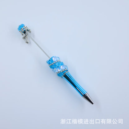 Popular DIY pearl flower bead pen handmade patch plastic ballpoint pen, cartoon flower bone pearl gift pen