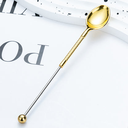 DIY beaded spoon simple coffee spoon cup stirring spoon creative fashion long handle spoon gift spoon dessert spoon