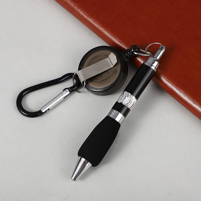 Creative DIY metal pull line pen, retractable mountaineering keychain gift pen, simple and portable stretching ballpoint pen