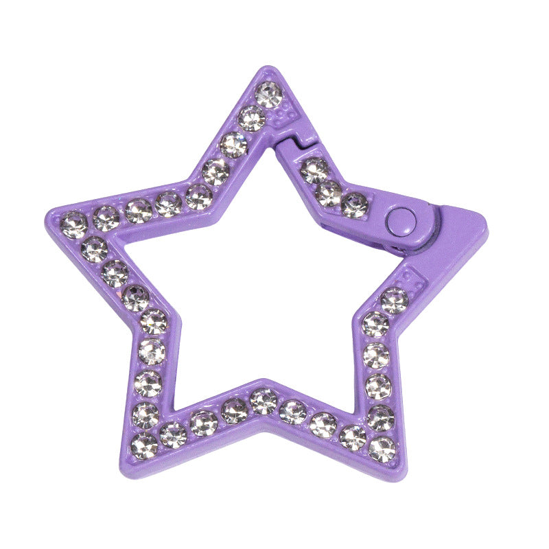 34mm Painted Diamond Spring Buckle Star Opening Ring Spring Ring Keychain DIY Small Accessories Alloy Connecting Ring