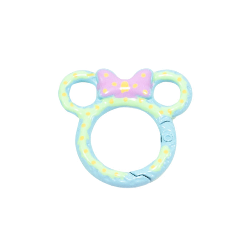 38*35mm Painted Color Spring Buckle Mickey Open Ring Hand Painted Spring Ring Keychain DIY Accessories Alloy Connecting Ring