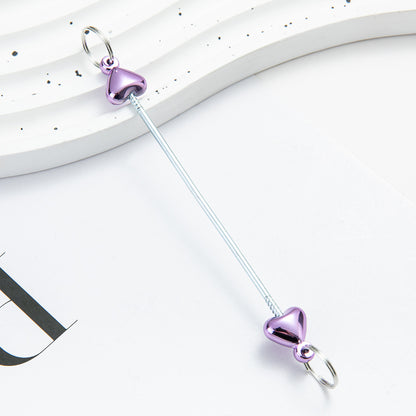 DIY beaded love keychain accessories pendant, creative handmade beaded keychain accessories plastic beaded pole