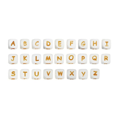 12Mm English Alphabet Silicone Beads Baby Teething Beads DIY Pacifier Chain Beaded Loose Beads Alphabet Beads
