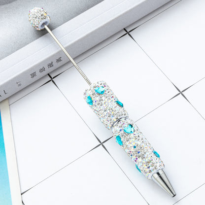 Cross-border love bead pen DIY heavy industry diamond-encrusted bead pen hand-pasted full diamond bead ballpoint pen plastic pen