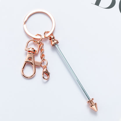 New DIY metal beaded keychain conical bullet pole key chain, luggage pendant pendant keychain