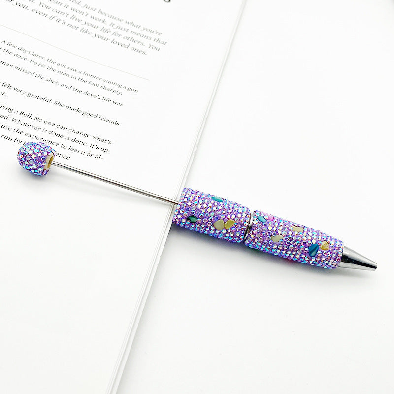 DIY colorful shell full diamond bead pen, handmade bead full diamond ballpoint pen puzzle colorful diamond gifts stationery