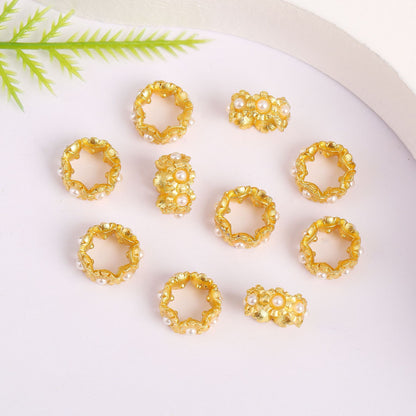 Ancient gold inlaid bead zircon wreath bead diy beaded bracelet braided rope bead bracelet ending ring