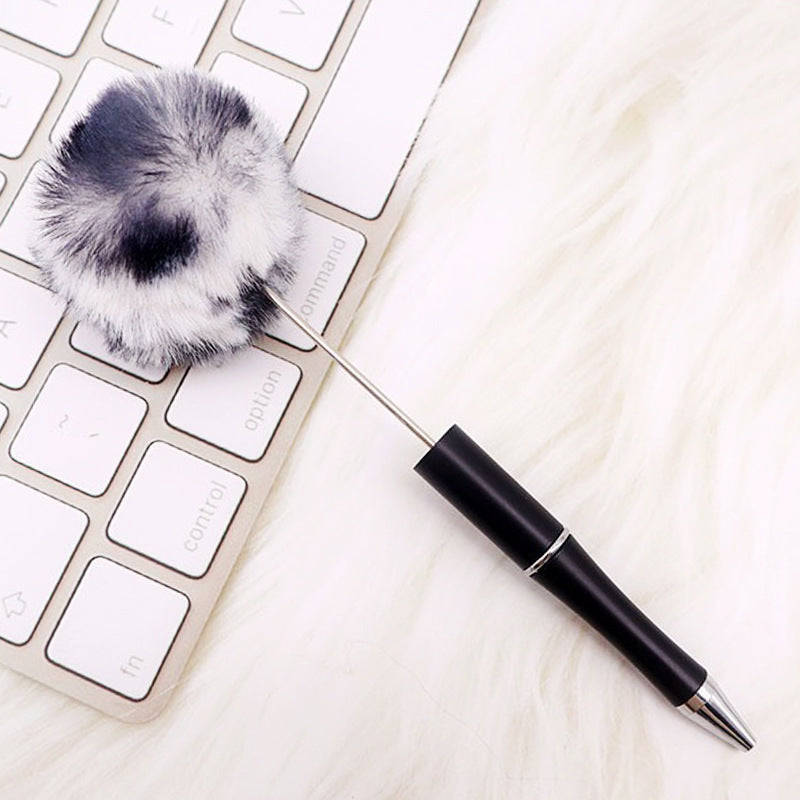 DIY hairball bead pen, cute furry gift pen, multi-color beadable ballpoint pen beadedpen spot