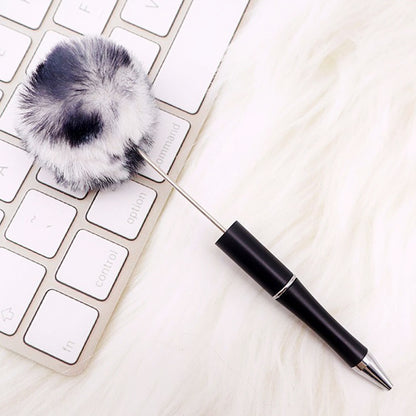 DIY hairball bead pen, cute furry gift pen, multi-color beadable ballpoint pen beadedpen spot