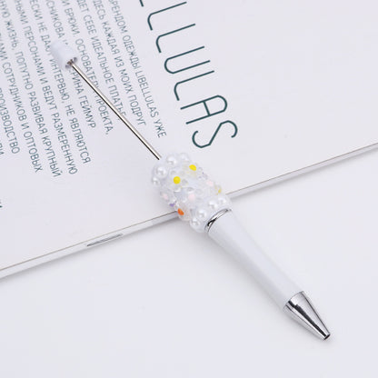 Cross-border DIY pearl flower bead pen handmade patch plastic ballpoint pen, cartoon flower bone pearl gift pen