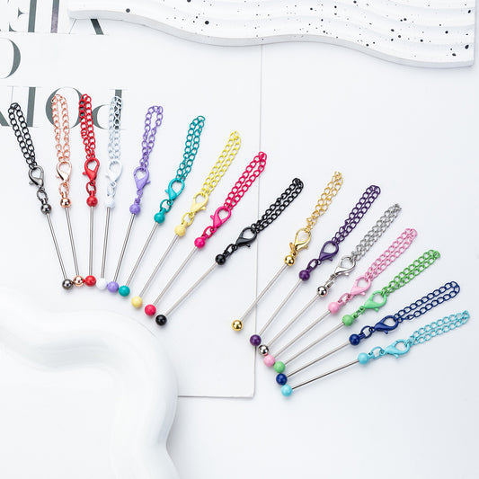 New DIY mini beaded keychain creative personalized bag pendant keychain candy-colored metal keychain