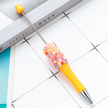 DIY multi-color broken diamond bead pen creative hand-affixed crystal plastic pen cute girl heart advertising gift pen