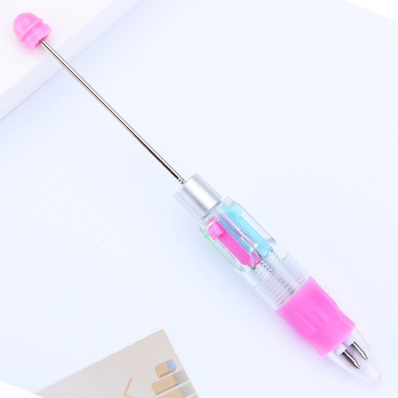 Creative four-color bead pen, multi-color refill, key mark plastic, ballpoint pen, four-color DIY push gift