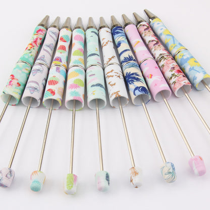 DIY bead pen printing pattern creative plastic beading puzzle leopard print floral cow tiger pattern bead pen wholesale