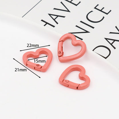 DIY Jewelry Accessories Love Paint Color Zinc Alloy Spring Buckle, Heart-shaped Open Spring Ring, Luggage Keychain