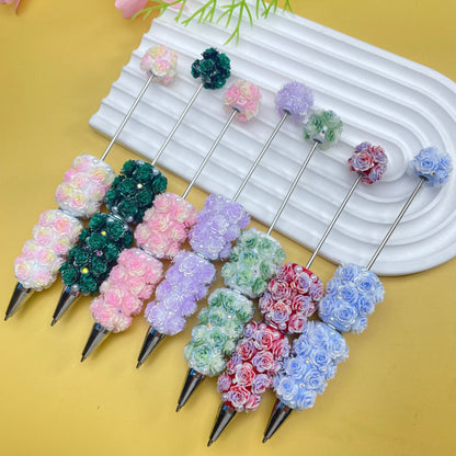 Rose pen new DIY full diamond full pearl bead pen hand sticker pearl bead ballpoint pen multi-color