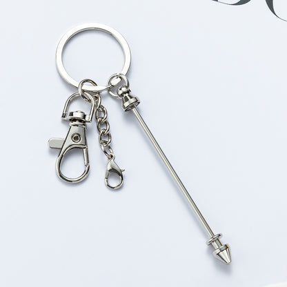 New DIY metal beaded keychain conical bullet pole key chain, luggage pendant pendant keychain