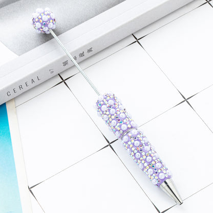 Cross-border DIY pearl bead pen handmade full of diamonds pearl bead pen swirling multi-color bead pen plastic pen