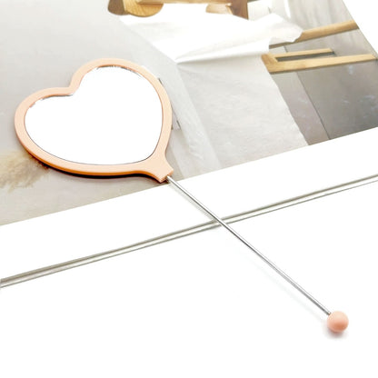 New DIY beaded mirror, love shape handheld makeup mirror, carry single-sided love handle mirror with you in stock