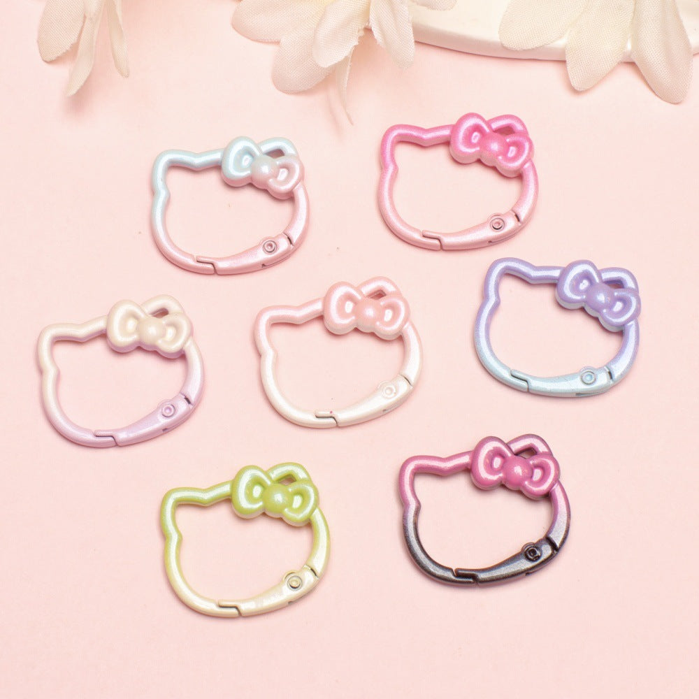 28*24mm Paint Gradual Change Color Spring Buckle Opening Ring Kt Cat Spring Ring Keychain DIY Accessories Alloy Accessories Wholesale