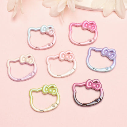 28*24mm Paint Gradual Change Color Spring Buckle Opening Ring Kt Cat Spring Ring Keychain DIY Accessories Alloy Accessories Wholesale