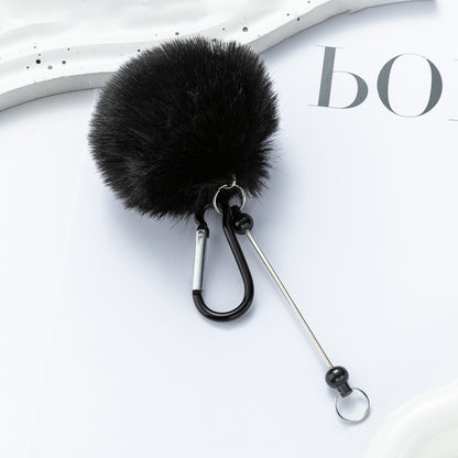 DIY beaded hairball mountaineering buckle D-type lock metal hook buckle furry pendant mountaineering buckle wholesale