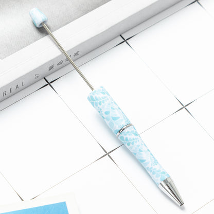 DIY plastic bead pen creative handmade leopard print floral cow bead pen wholesale printing new plastic bead pen