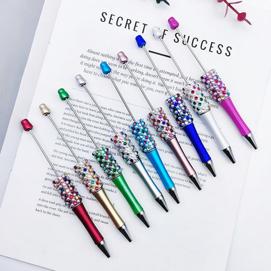 Gradual change color candy diamond bead pen DIY handmade diamond pearl agate ballpoint pen, cute creative gift pen