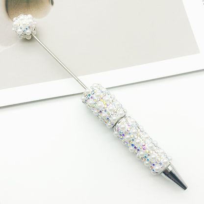 Cross-border heavy industry full of pearl bead pens, creative gradual change wearing beads DIY ballpoint pen gifts Colorful pearl pens