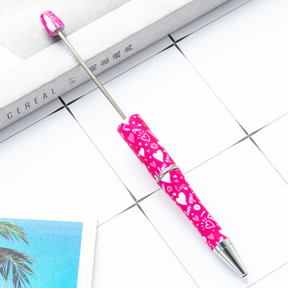 Creative DIY plastic bead pen Valentine's Day love series beaded ballpoint pen spot wholesale printing bead pen