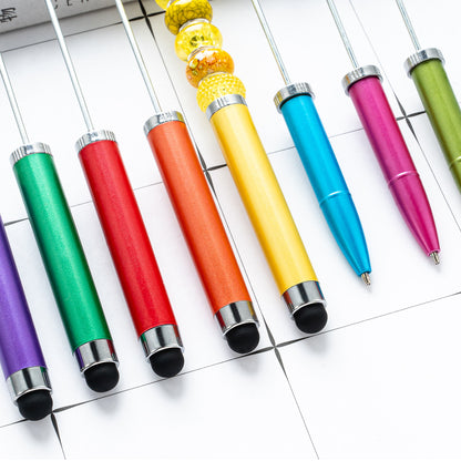 Spot wholesale plastic pen touch screen pen DIY handmade bead pen three-in-one capacitive bead multi-functional ballpoint pen