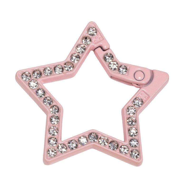 34mm Painted Diamond Spring Buckle Star Opening Ring Spring Ring Keychain DIY Small Accessories Alloy Connecting Ring