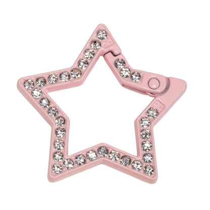 34mm Painted Diamond Spring Buckle Star Opening Ring Spring Ring Keychain DIY Small Accessories Alloy Connecting Ring