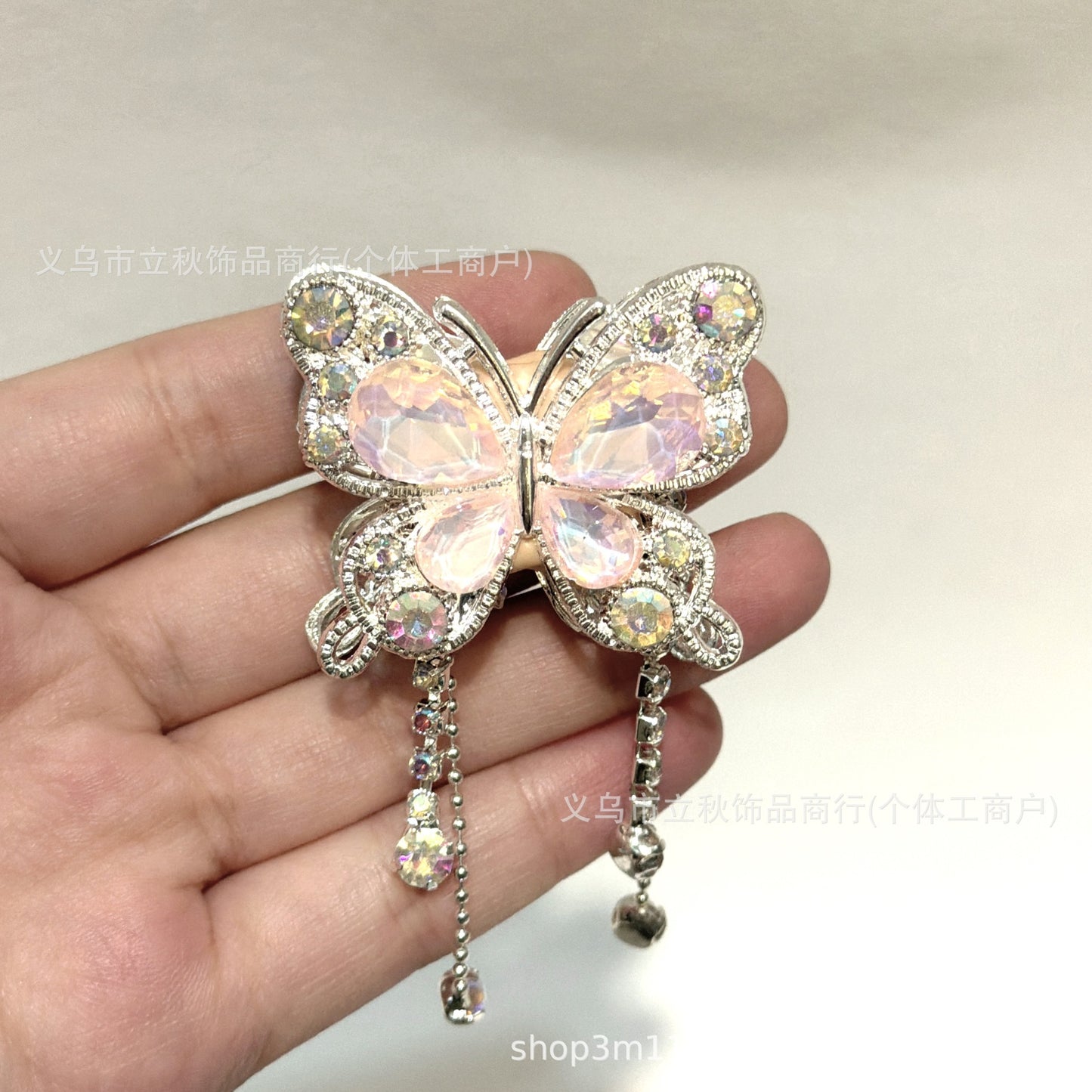 Heavy Industry Soft Pottery Three-dimensional Advanced Sense Butterfly Crystal Tassel Beads Wear Pen Loose Beads Handmade Mobile Phone Chain Accessories DIY