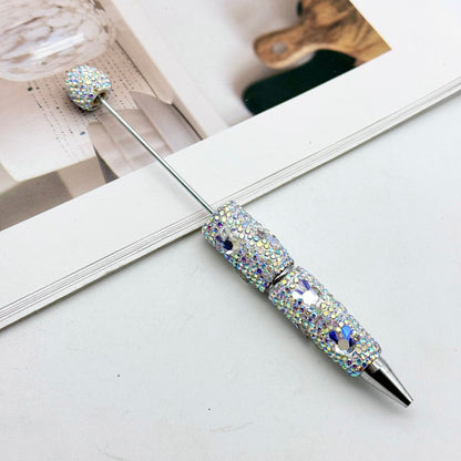 Cute mocha rabbit full diamond pen DIY colorful flash diamond bead pen cross-border hot-selling heavy industry gift pen spot