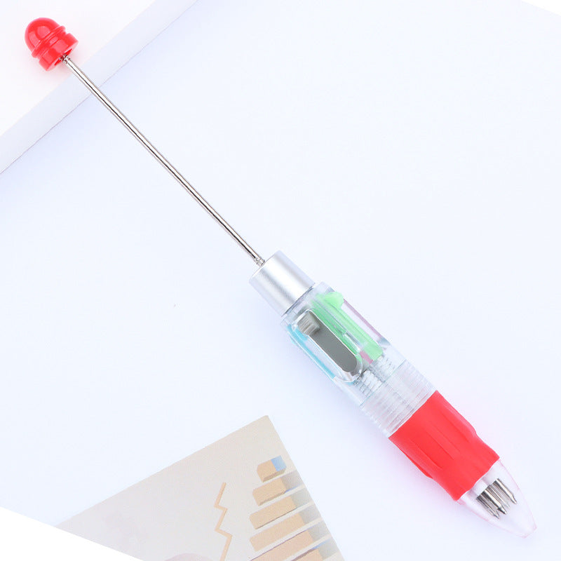 Creative four-color bead pen, multi-color refill, key mark plastic, ballpoint pen, four-color DIY push gift
