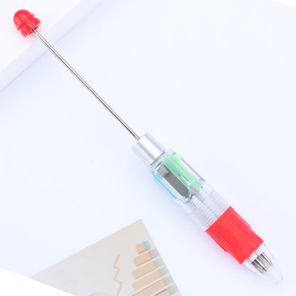 Creative four-color bead pen, multi-color refill, key mark plastic, ballpoint pen, four-color DIY push gift