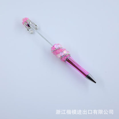 Popular DIY pearl flower bead pen handmade patch plastic ballpoint pen, cartoon flower bone pearl gift pen