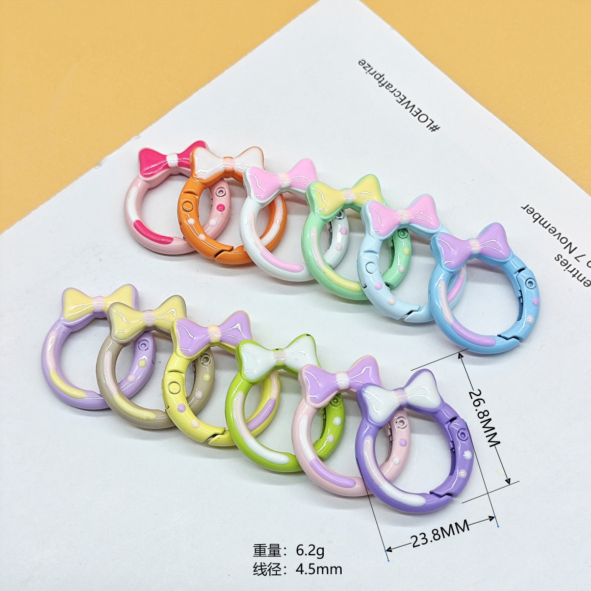 23.8Mm × 26.8mm Hand Painted Metal Key Ring Color Painted Spring Buckle Love Candy Color Spring Ring Opening DIY Jewelry Keychain Accessories Book Ring Card Ring Random Mix