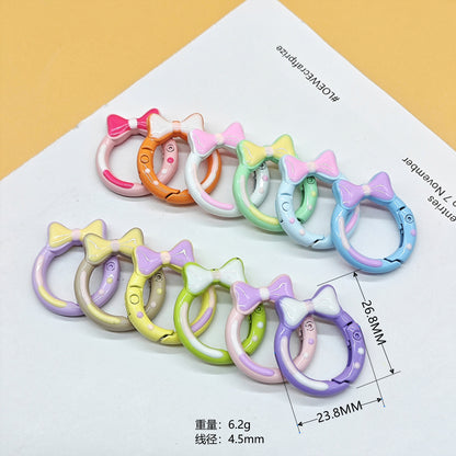 23.8Mm × 26.8mm Hand Painted Metal Key Ring Color Painted Spring Buckle Love Candy Color Spring Ring Opening DIY Jewelry Keychain Accessories Book Ring Card Ring Random Mix