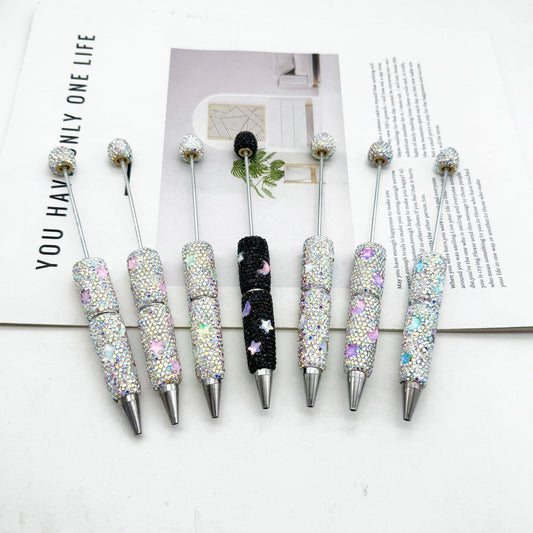 Cross-border DIY Star Moon Mocha Full Diamond Bead Pen, Creative Rhinestone Moe Grain Pen Colorful Gift Pen Wholesale