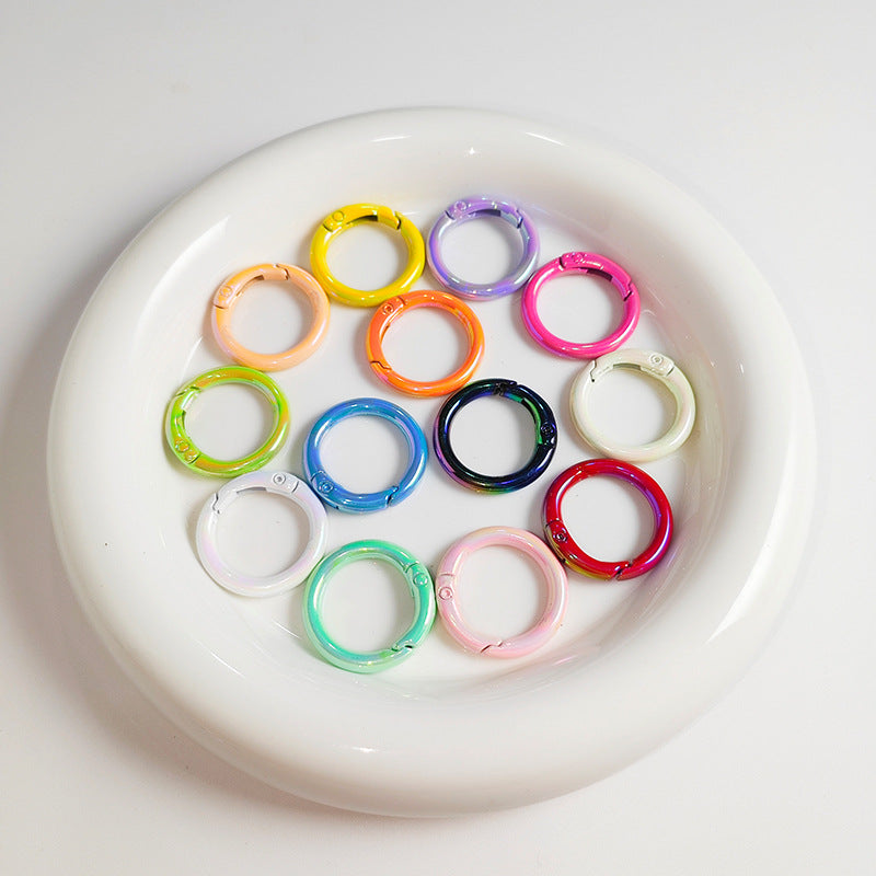 20Mm UV electroplated color spring buckle ab color Mapei spring ring DIY jewelry accessories alloy round connection keychain