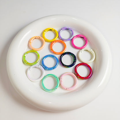 20Mm UV electroplated color spring buckle ab color Mapei spring ring DIY jewelry accessories alloy round connection keychain
