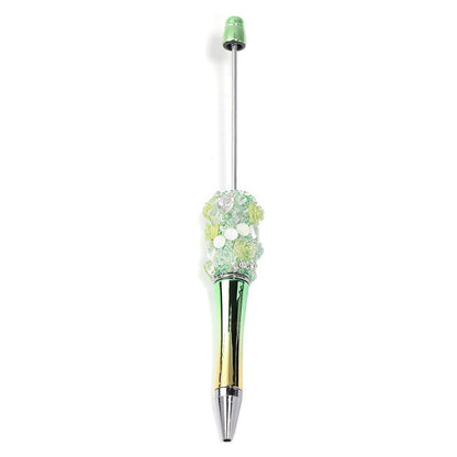 Cross-border rose bead pen wholesale creative DIY plastic beaded ballpoint pen hand sticker diamond bead pen