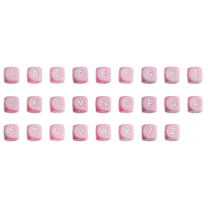 12Mm English Alphabet Silicone Beads Baby Teething Beads DIY Pacifier Chain Beaded Loose Beads Alphabet Beads