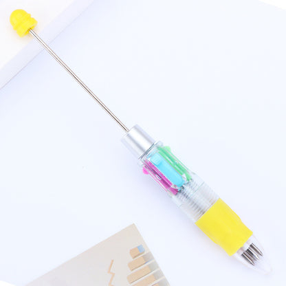 Creative four-color bead pen, multi-color refill, key mark plastic, ballpoint pen, four-color DIY push gift